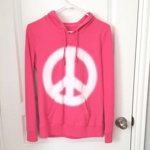 Xhiliration Pink Peace Sign Hoodie * M Medium